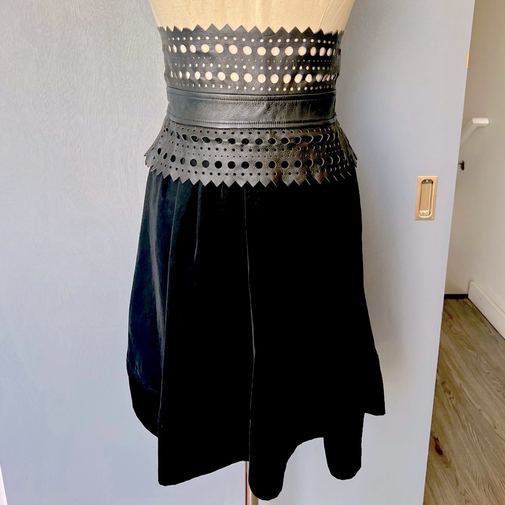 Elizabeth & James Leather Halter Flounce Skirt